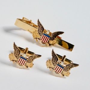 Great Seal of the US Cufflinks Gold Tone Tie Clip